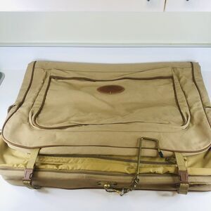 Ford Eddie Bauer Khaki Canvas Folding Garment Travel Suit Bag Luggage Set Good